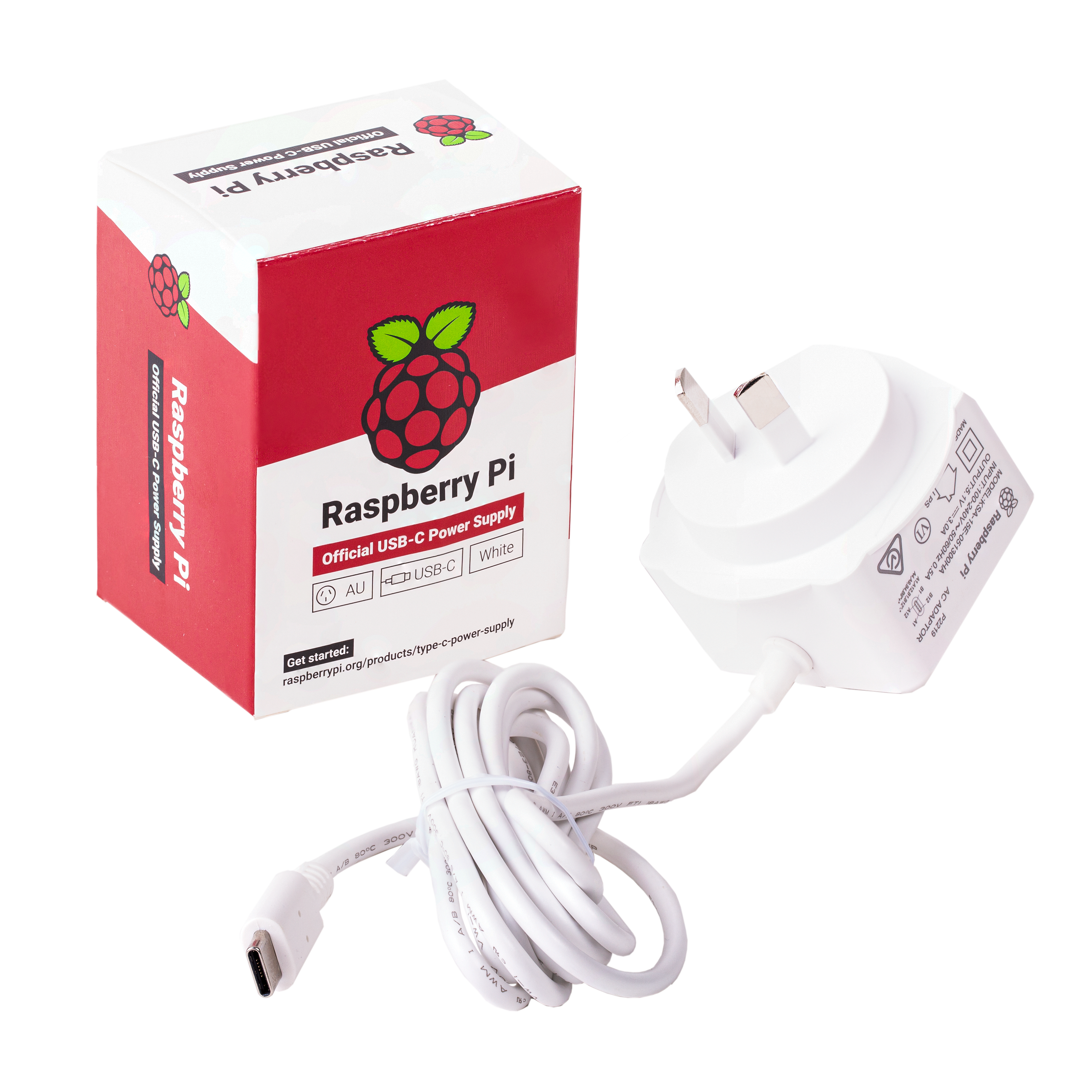 Adaptateur secteur Raspberry Pi 5,1V/3A USB-C (US, blanc) - OKdo