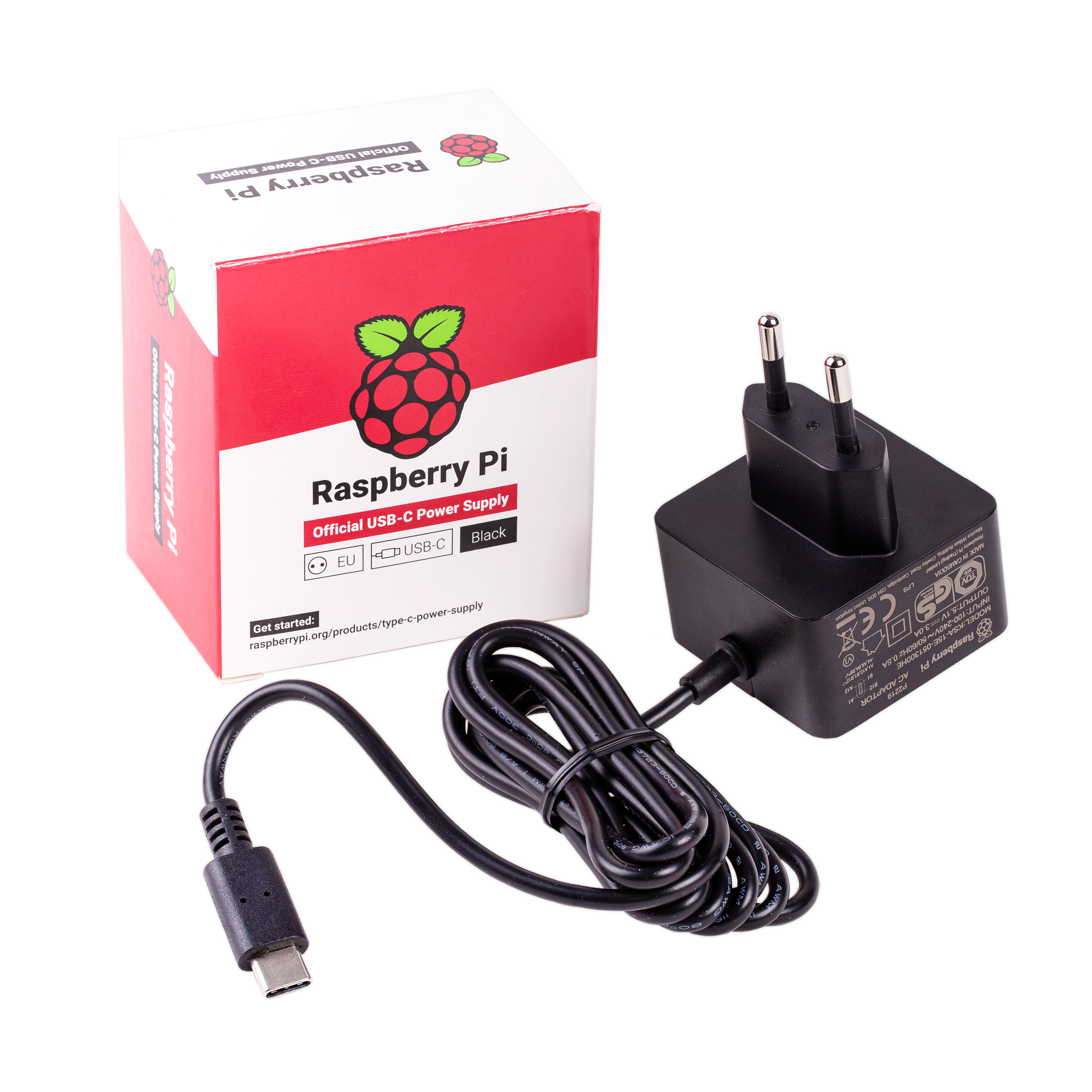 Adaptateur secteur Raspberry Pi 5,1V/3A USB-C (UE, noir) - OKdo