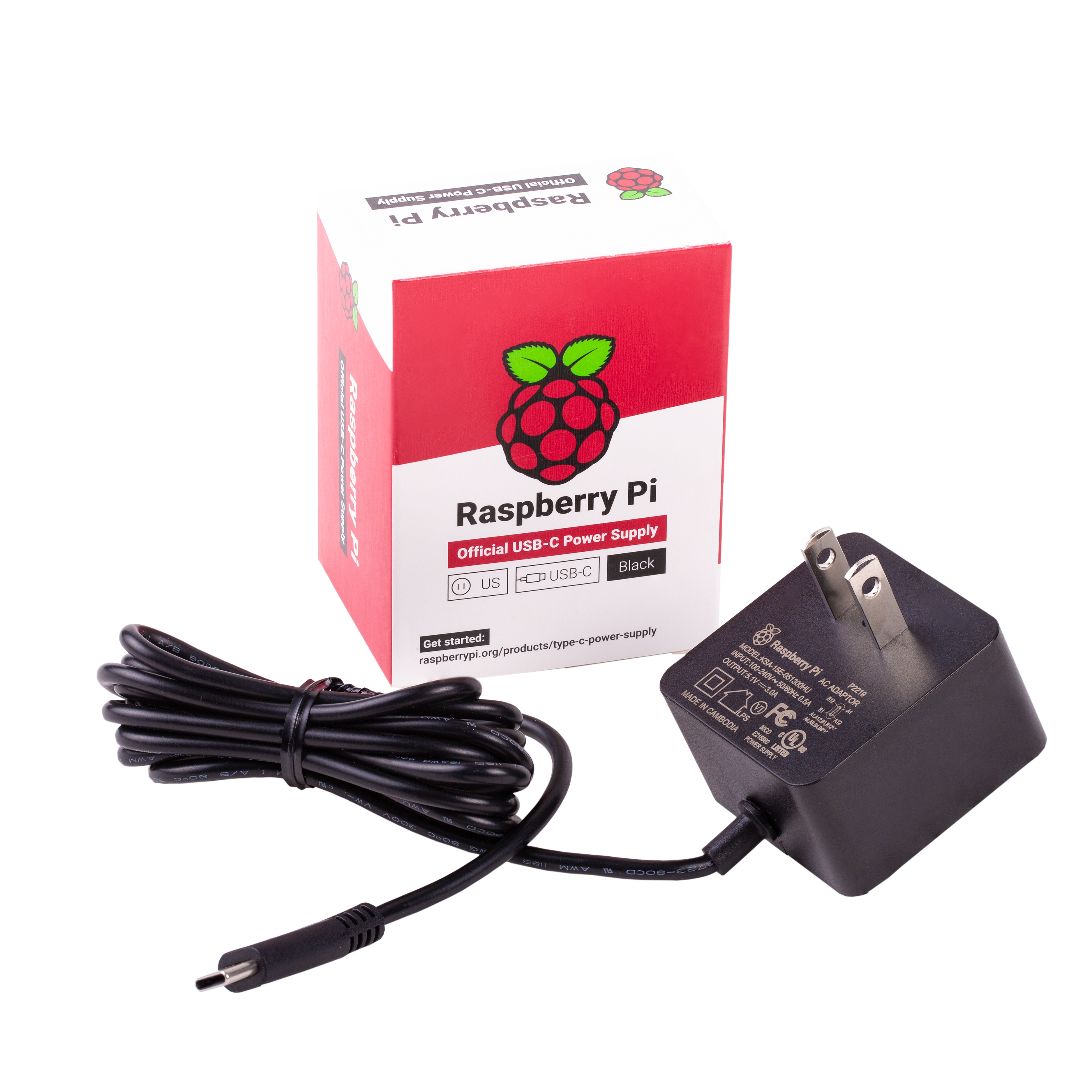 Raspberry Adaptateur Secteur Pi 4 5.1V 3A Noir