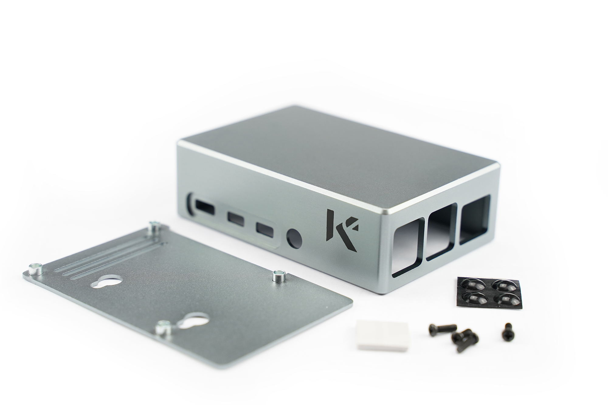 KKSB Raspberry Pi 4 Case Black/Silver - OKdo